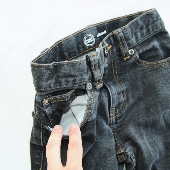 BOYS 8 SLIM BLACK DENIM JEANS ADJUSTABLE WAIST RELAXED FIT PANTS POCKETS SCHOOL - Picture 5 of 11